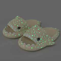 Shark Slippers With Starry Night Light Design Bathroom Slippers Couple House Shoes For Women