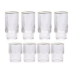 Stackable Gold Rim Ripple Drinking Glass