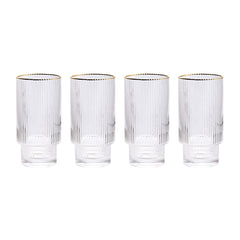 Stackable Gold Rim Ripple Drinking Glass